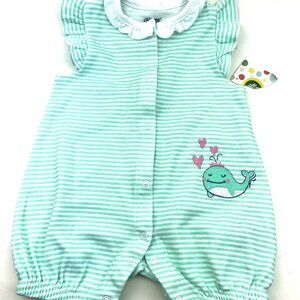 Baby One PIece Size 9m Girls Whale Snap Buttons Summer Children Infant Kids